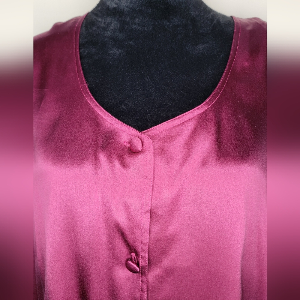 NWT Vintage Victoria's Secret Gold Label 100% Silk Long Sleeve Sleep Shirt L - Picture 3 of 6